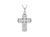 White Cubic Zirconia Rhodium Over Sterling Silver Cross Pendant With Chain 3.58ctw