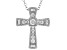 White Cubic Zirconia Rhodium Over Sterling Silver Cross Pendant With Chain 0.38ctw