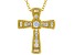 White Cubic Zirconia 18K Yellow Gold Over Sterling Silver Cross Pendant With Chain 0.38ctw