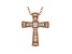 White Cubic Zirconia 18K Rose Gold Over Sterling Silver Cross Pendant With Chain 0.38ctw