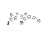 White Cubic Zirconia Rhodium Over Sterling Silver Stud Earring Set 0.31ctw