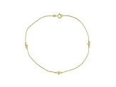 18K Yellow Gold Over Sterling Silver Heart Anklet