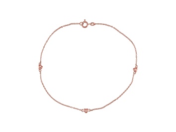 Picture of 18K Rose Gold Over Sterling Silver Heart Anklet