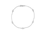White Cubic Zirconia Rhodium Over Sterling Silver Anklet 2.02ctw