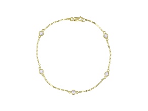 White Cubic Zirconia 18K Yellow Gold Over Sterling Silver Anklet 2.02ctw