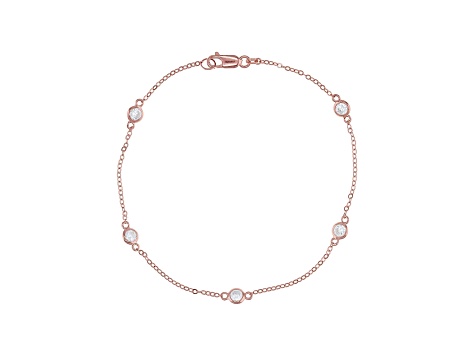 White Cubic Zirconia 18K Rose Gold Over Sterling Silver Anklet 2.02ctw
