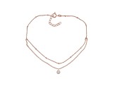 White Cubic Zirconia 18K Rose Gold Over Sterling Silver Anklet 0.31ctw