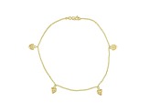 18K Yellow Gold Over Sterling Silver Heart Anklet.