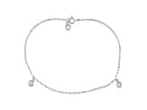 White Cubic Zirconia Rhodium Over Sterling Silver Anklet 1.21ctw