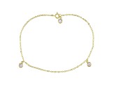 White Cubic Zirconia 18K Yellow Gold Over Sterling Silver Anklet 1.21ctw