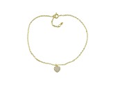 White Cubic Zirconia 18K Yellow Gold Over Sterling Silver Heart Anklet 0.39ctw