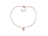 White Cubic Zirconia 18K Rose Gold Over Sterling Silver Heart Anklet 0.39ctw