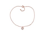 White Cubic Zirconia 18K Rose Gold Over Sterling Silver Heart Anklet 0.39ctw