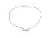 Rhodium Over Sterling Silver Bow Anklet