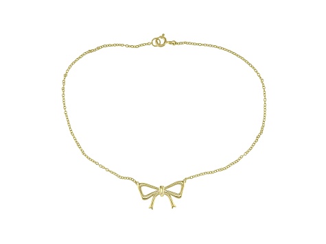 18K Yellow Gold Over Sterling Silver Bow Anklet
