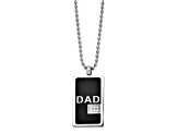 White Cubic Zirconia Two-Tone Stainless Steel Men's Dad Pendant With Chain