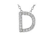 White Cubic Zirconia Rhodium Over Sterling Silver D Pendant With Chain 0.29ctw