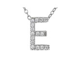 White Cubic Zirconia Rhodium Over Sterling Silver E Pendant With Chain 0.23ctw