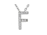 White Cubic Zirconia Rhodium Over Sterling Silver F Pendant With Chain 0.18ctw