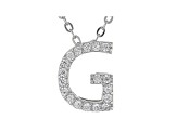 White Cubic Zirconia Rhodium Over Sterling Silver G Pendant With Chain 0.28ctw