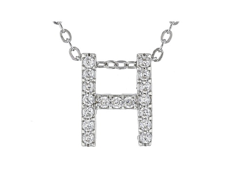 White Cubic Zirconia Rhodium Over Sterling Silver H Pendant With Chain 0.26ctw