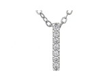 White Cubic Zirconia Rhodium Over Sterling Silver I Pendant With Chain 0.11ctw