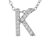 White Cubic Zirconia Rhodium Over Sterling Silver K Pendant With Chain 0.23ctw