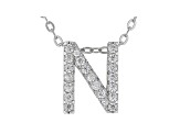 White Cubic Zirconia Rhodium Over Sterling Silver N Pendant With Chain 0.29ctw