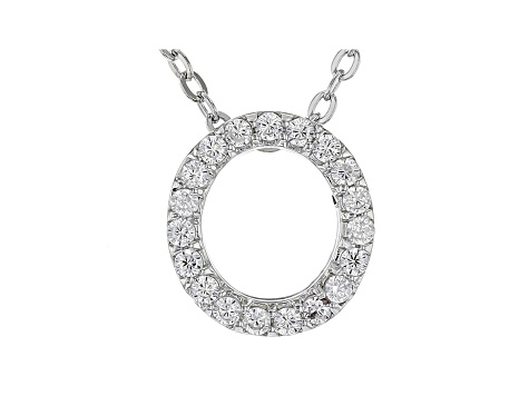 White Cubic Zirconia Rhodium Over Sterling Silver O Pendant With Chain 0.29ctw