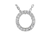 White Cubic Zirconia Rhodium Over Sterling Silver O Pendant With Chain 0.29ctw
