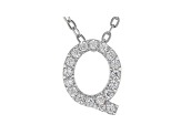 White Cubic Zirconia Rhodium Over Sterling Silver Q Pendant With Chain 0.27ctw