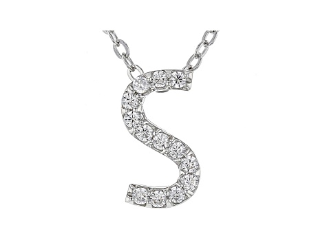 White Cubic Zirconia Rhodium Over Sterling Silver S Pendant With Chain 0.20ctw