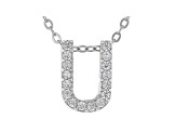 White Cubic Zirconia Rhodium Over Sterling Silver U Pendant With Chain 0.25ctw