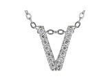 White Cubic Zirconia Rhodium Over Sterling Silver V Pendant With Chain 0.22ctw