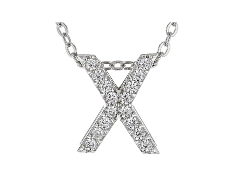 White Cubic Zirconia Rhodium Over Sterling Silver X Pendant With Chain 0.25ctw