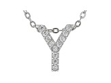 White Cubic Zirconia Rhodium Over Sterling Silver Y Pendant With Chain 0.18ctw