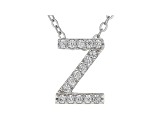 White Cubic Zirconia Rhodium Over Sterling Silver Z Pendant With Chain 0.25ctw