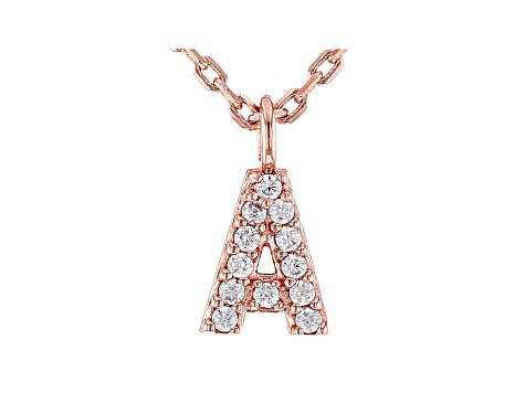 White Cubic Zirconia 18K Rose Gold Over Sterling Silver A Necklace 0.10ctw