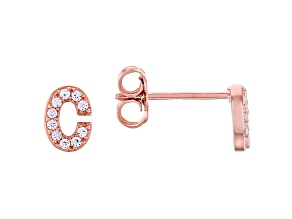 White Cubic Zirconia 18K Rose Gold Over Sterling Silver C Earrings 0.18ctw