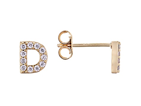 White Cubic Zirconia 18K Yellow Gold Over Sterling Silver D Earrings 0.34ctw