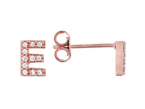 White Cubic Zirconia 18K Rose Gold Over Sterling Silver E Earrings 0.19ctw