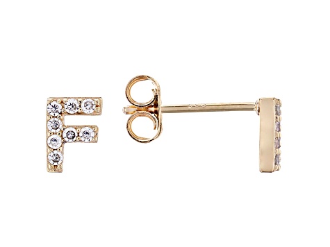 White Cubic Zirconia 18K Yellow Gold Over Sterling Silver F Earrings 0.25ctw