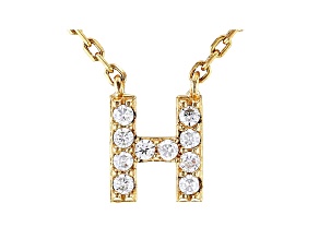 White Cubic Zirconia 18K Yellow Gold Over Sterling Silver H Necklace 0.15ctw