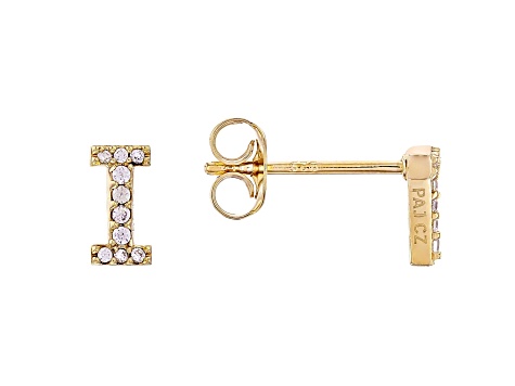 White Cubic Zirconia 18K Yellow Gold Over Sterling Silver I Earrings 0.12ctw