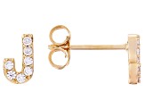 White Cubic Zirconia 18K Yellow Gold Over Sterling Silver J Earrings 0.22ctw