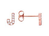 White Cubic Zirconia 18K Rose Gold Over Sterling Silver J Earrings 0.22ctw
