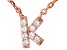 White Cubic Zirconia 18K Rose Gold Over Sterling Silver K Necklace 0.12ctw