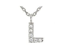 White Cubic Zirconia Rhodium Over Sterling Silver L Necklace 0.09ctw
