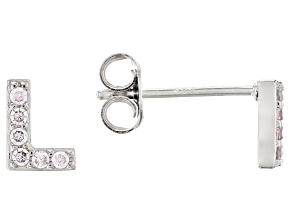 White Cubic Zirconia Rhodium Over Sterling Silver L Earrings 0.18ctw