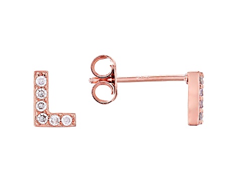 White Cubic Zirconia 18K Rose Gold Over Sterling Silver L Earrings 0.18ctw